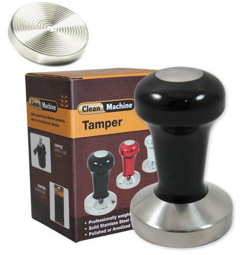 Coffee Tamper, 58mm Stainless Ripple, Black - ProTamp