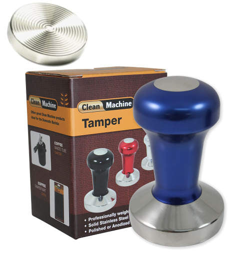 Coffee Tamper, 58mm Stainless Ripple, Blue - ProTamp